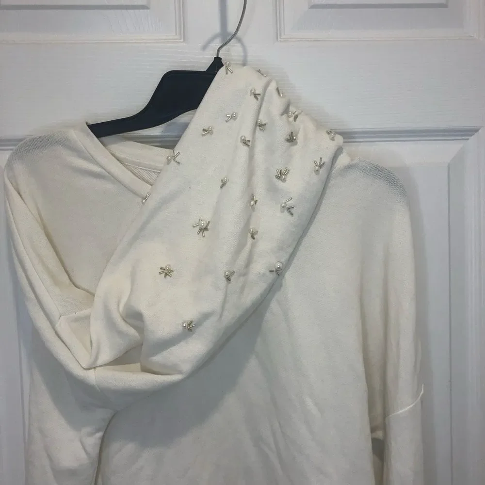 Crown & Ivy long sleeve sweater top with pearl and bead embellishments - Picture 7 of 8